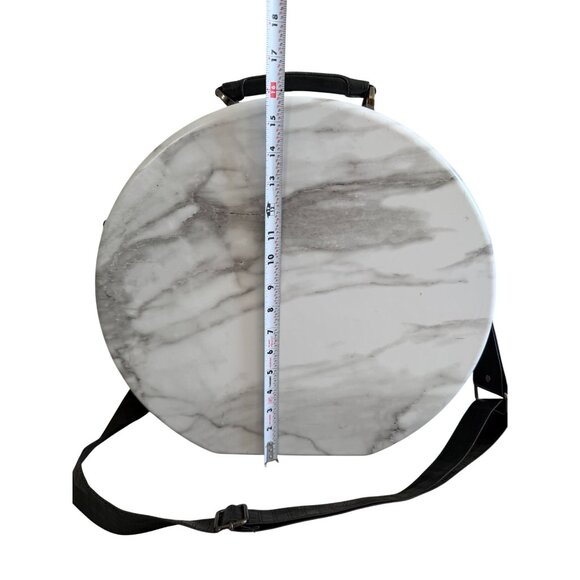 CALPAK Gray White Marble Hat Round Luggage Case w/ Strap - Picture 4 of 16